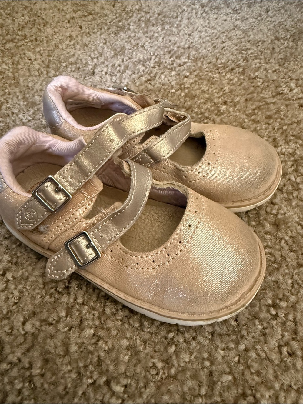 Stride Rite Girls Metallic Rose Gold Mary Jane Shoes
